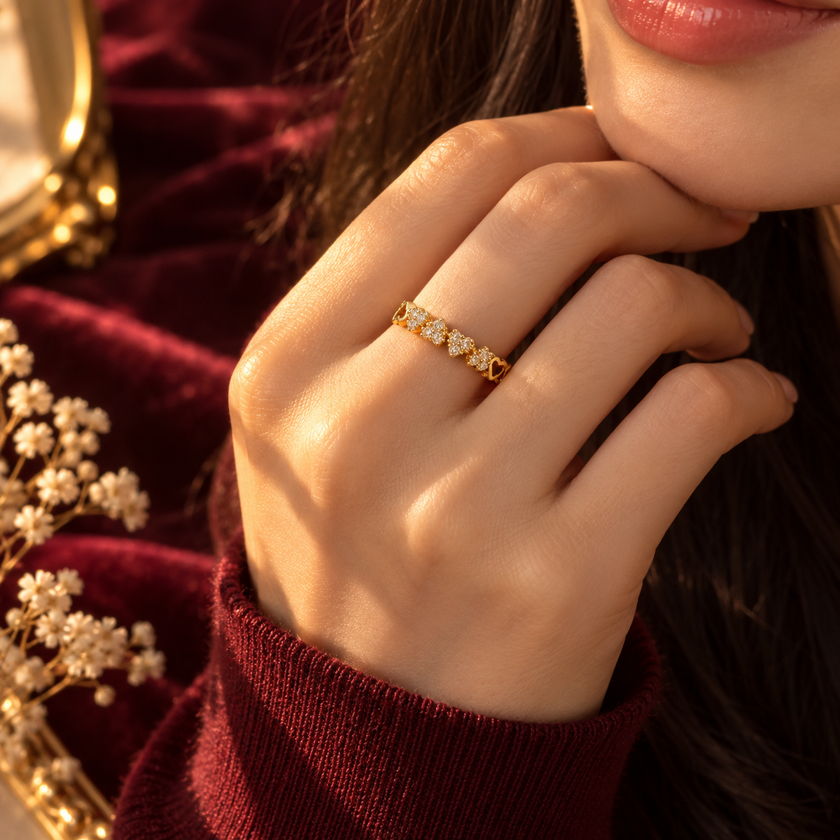 Twin Heart Stone Ring