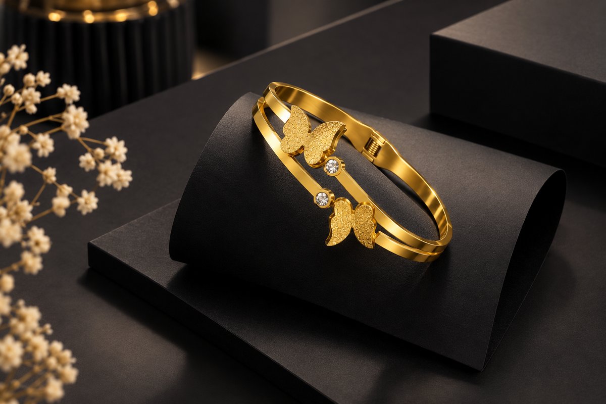 Butterfly Gold Bangle, alternate view