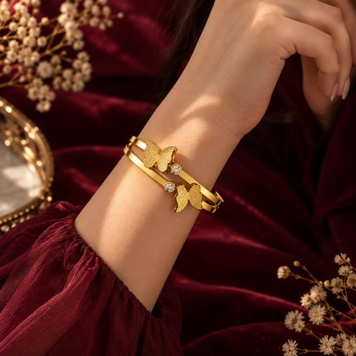 Butterfly Gold Bangle, alternate view
