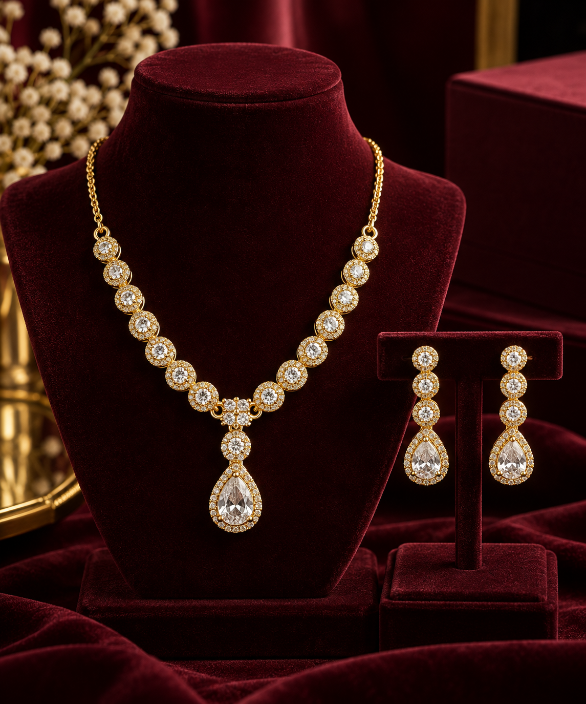 Teardrop Zircon Jewelry Set, alternate view