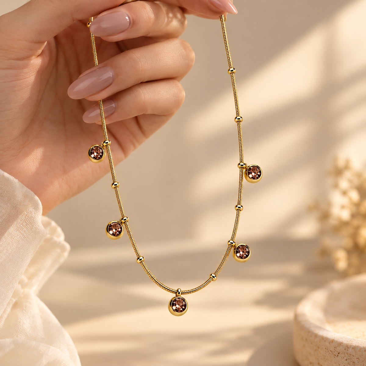 Gold Drop Necklace, alternate view