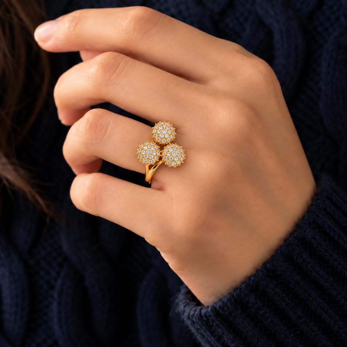 Triple Round Cluster Ring, alternate view