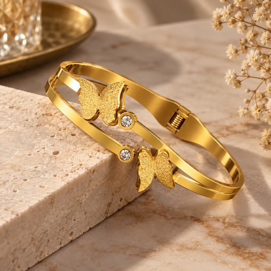 Butterfly Gold Bangle, alternate view