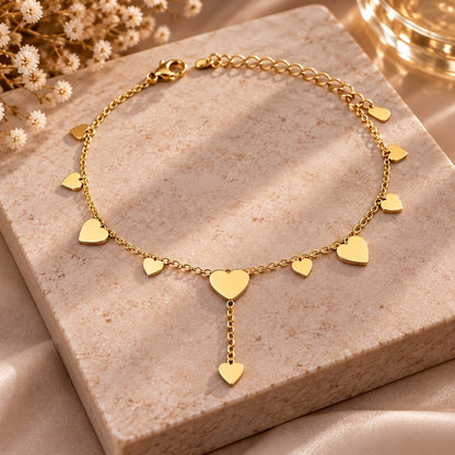 Heart Charm Gold Bracelet, alternate view