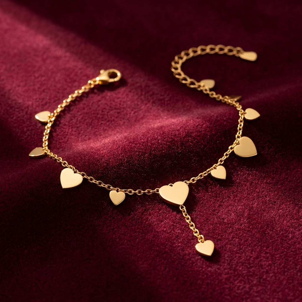 Heart Charm Gold Bracelet
