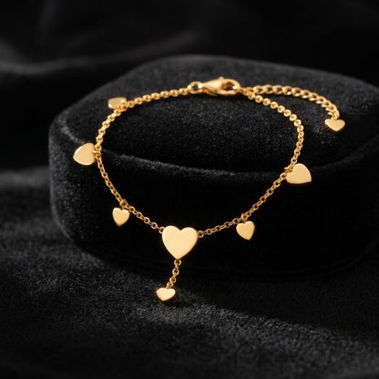 Heart Charm Gold Bracelet, alternate view
