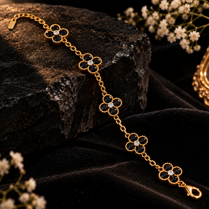 Four Petal Crystal Flower Bracelet, alternate view