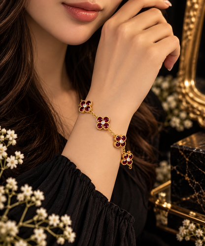 Four Petal Crystal Flower Bracelet, alternate view