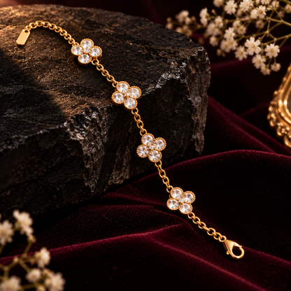 Four Petal Crystal Flower Bracelet