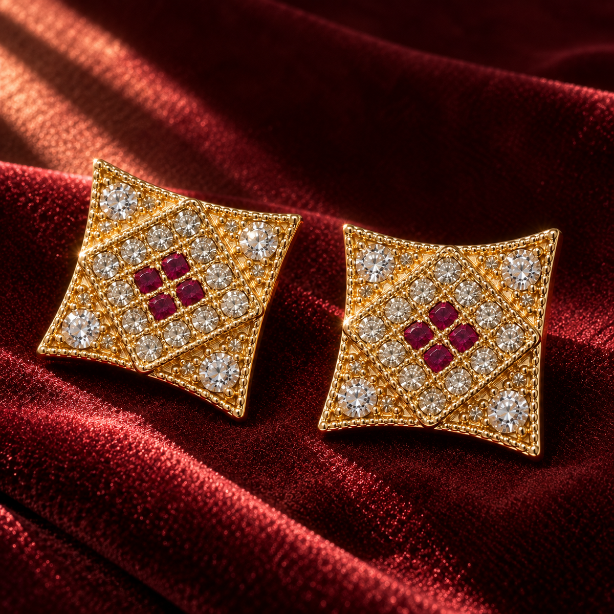 Crystal Square Stud Earrings, alternate view
