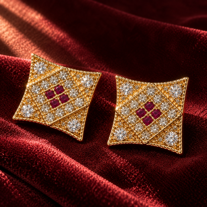 Crystal Square Stud Earrings, alternate view