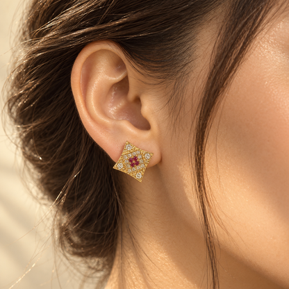 Crystal Square Stud Earrings, alternate view