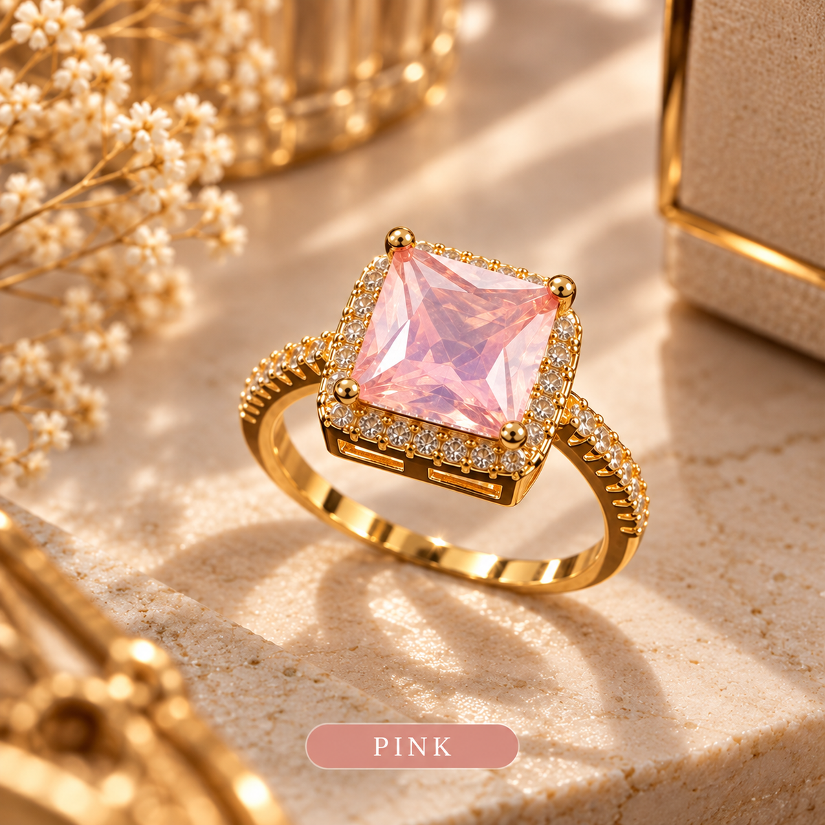Square Stone Ring, alternate view